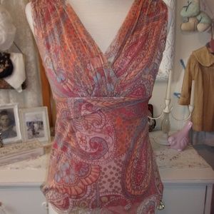Sleeveless Paisley Print Top-